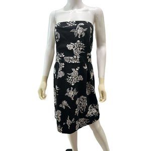 Dots Women’s 2X Black Floral Strapless Short Summer Dress READ